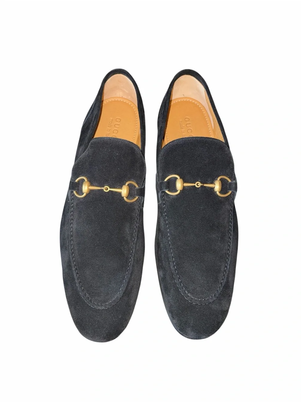 Gucci Black Suede Men's Horsebit Slip-On Loafers size 13.5